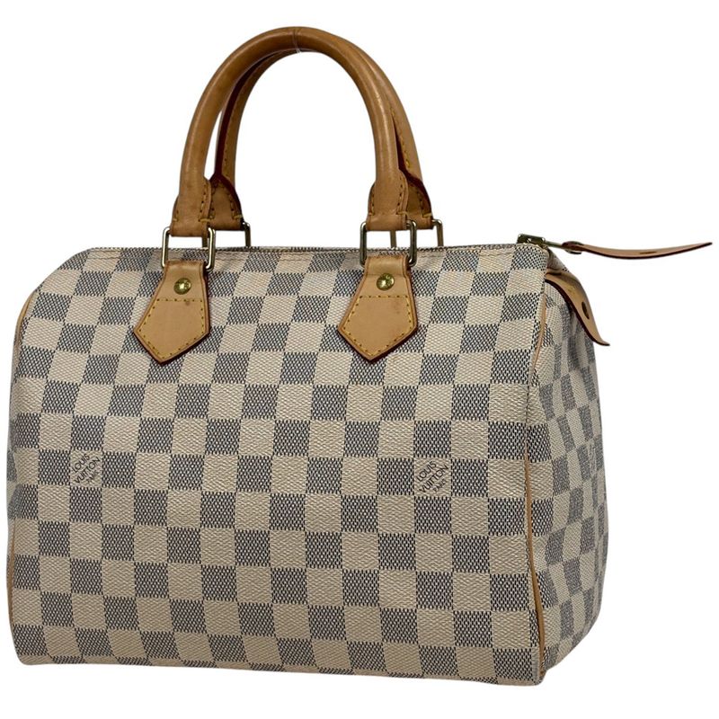 Louis Vuitton Speedy 25 Boston Bag Commuter Handbag Damier Azure White N41534