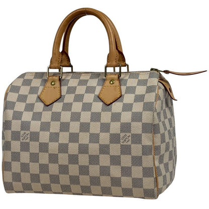 Louis Vuitton Speedy 25 Boston Bag Commuter Handbag Damier Azure White N41534