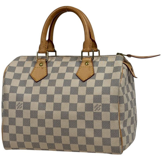 Louis Vuitton Speedy 25 Boston Bag Commuter Handbag Damier Azure White N41534
