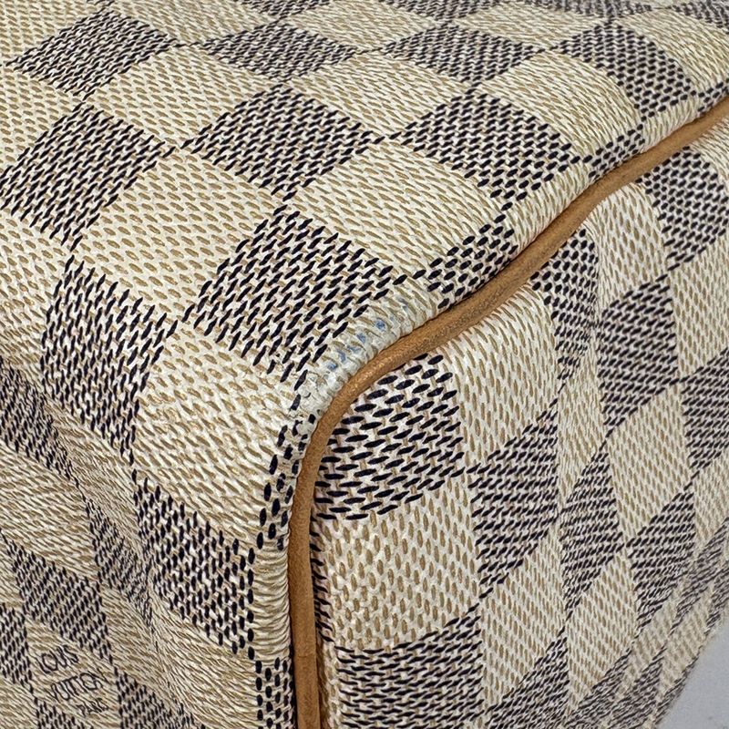 Louis Vuitton Speedy 25 Boston Bag Commuter Handbag Damier Azure White N41534