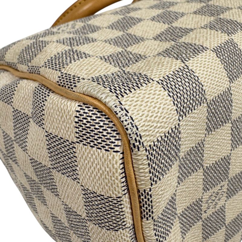Louis Vuitton Speedy 25 Boston Bag Commuter Handbag Damier Azure White N41534