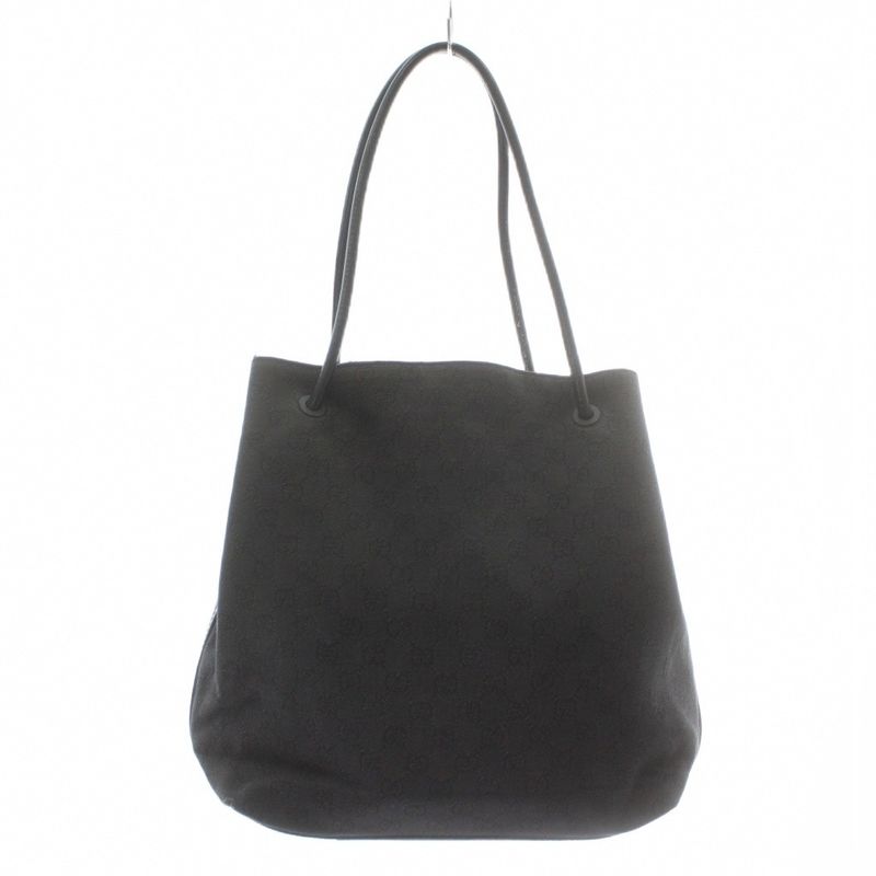 Gucci Tote Bag One Shoulder GG Canvas Leather All Over Pattern Black Xz • Oh •