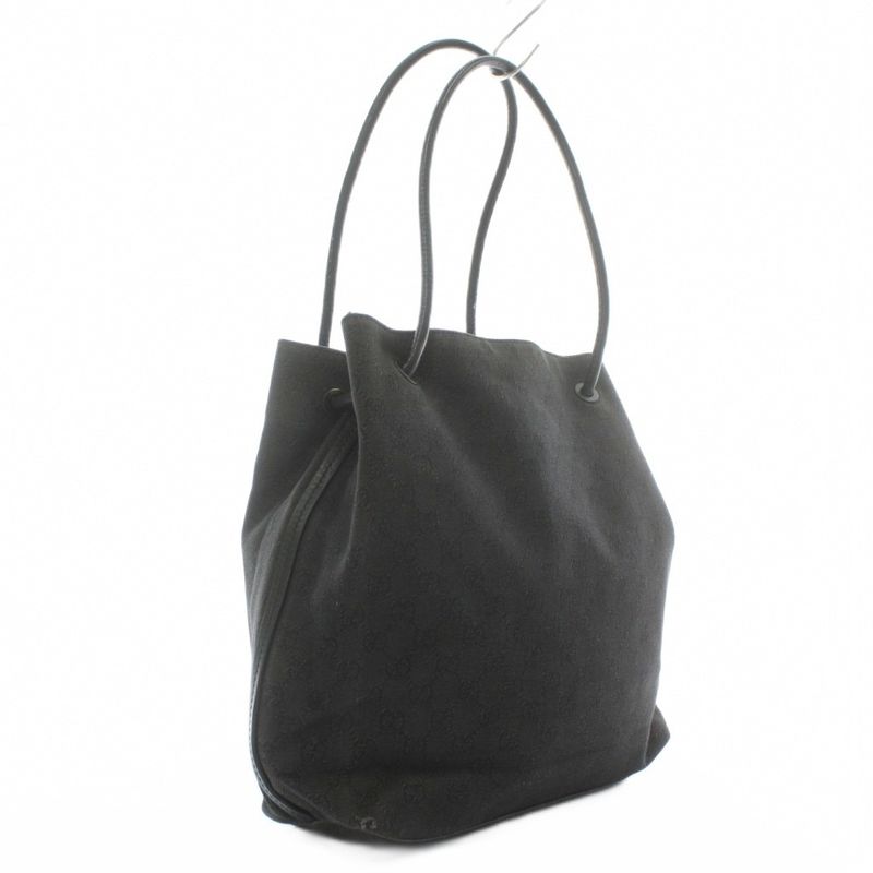 Gucci Tote Bag One Shoulder GG Canvas Leather All Over Pattern Black Xz • Oh •