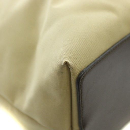 Gucci Tote Bag Hand Canvas Leather Open Top Logo Plate Beige Brown 31243 2123