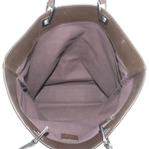 Gucci Tote Bag Hand Canvas Leather Open Top Logo Plate Beige Brown 31243 2123