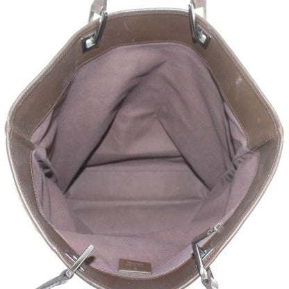 Gucci Tote Bag Hand Canvas Leather Open Top Logo Plate Beige Brown 31243 2123