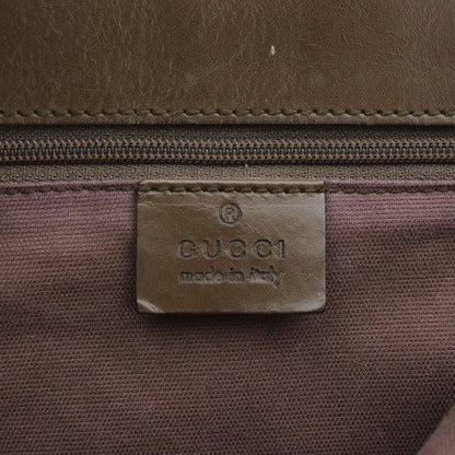 Gucci Tote Bag Hand Canvas Leather Open Top Logo Plate Beige Brown 31243 2123