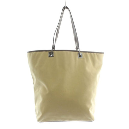 Gucci Tote Bag Hand Canvas Leather Open Top Logo Plate Beige Brown 31243 2123