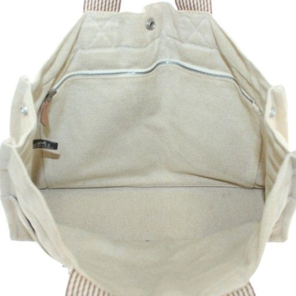 Hermes Fourre Tout MM Tote Bag Hand Canvas Striped Beige Brown Xz • Oh • Gy11