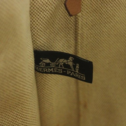 Hermes Fourre Tout MM Tote Bag Hand Canvas Striped Beige Brown Xz • Oh • Gy11