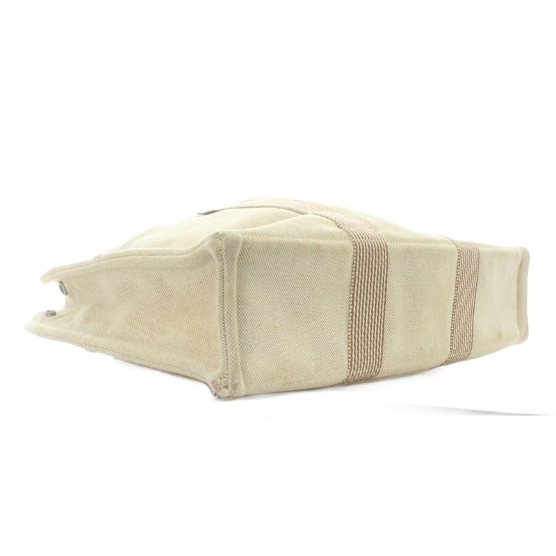 Hermes Fourre Tout MM Tote Bag Hand Canvas Striped Beige Brown Xz • Oh • Gy11