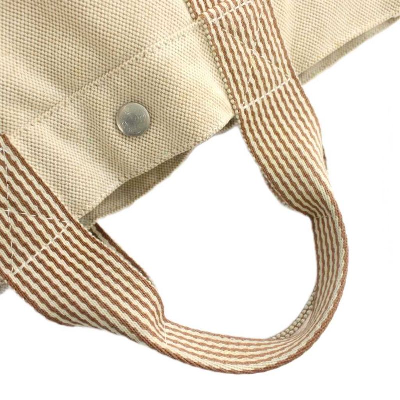 Hermes Fourre Tout MM Tote Bag Hand Canvas Striped Beige Brown Xz • Oh • Gy11
