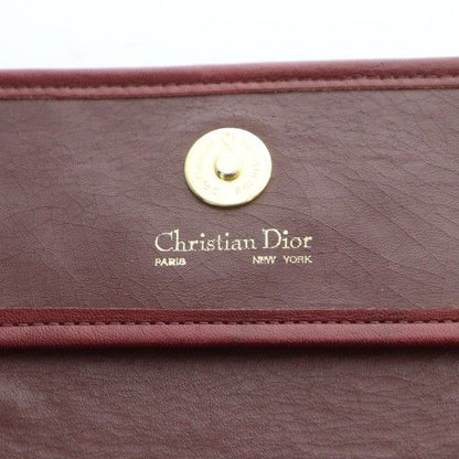 Christian Dior Vintage Shoulder Bag Crossbody Leather Logo Gold Hardware Red •