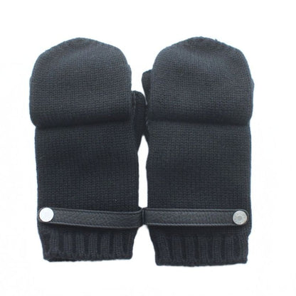 Hermes Baltimore Gloves 5 Fingers Cashmere Leather Black Kw • Gy18