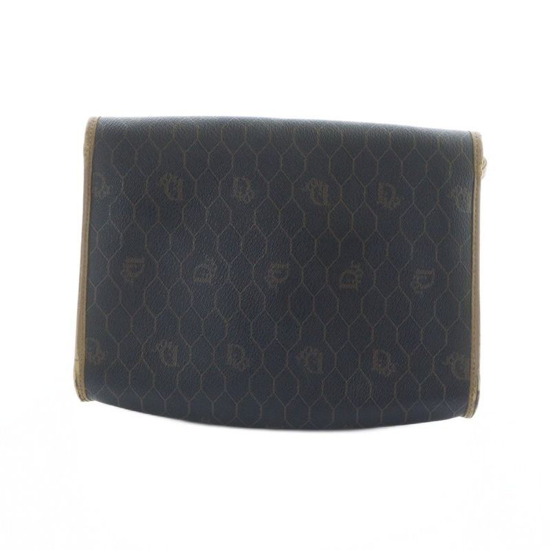 Christian Dior Honeycomb Shoulder Bag Crossbody Logo PVC Leather Brown • Gy11