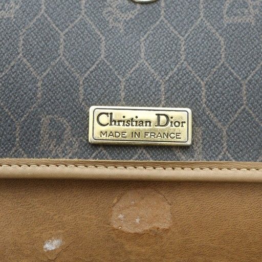 Christian Dior Honeycomb Shoulder Bag Crossbody Logo PVC Leather Brown • Gy11