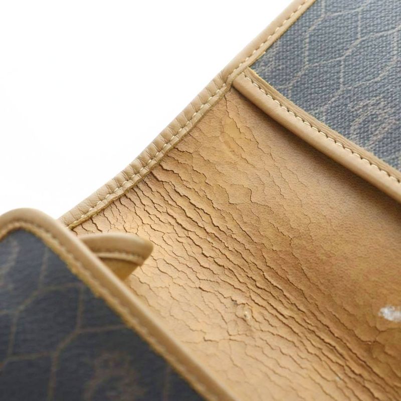 Christian Dior Honeycomb Shoulder Bag Crossbody Logo PVC Leather Brown • Gy11