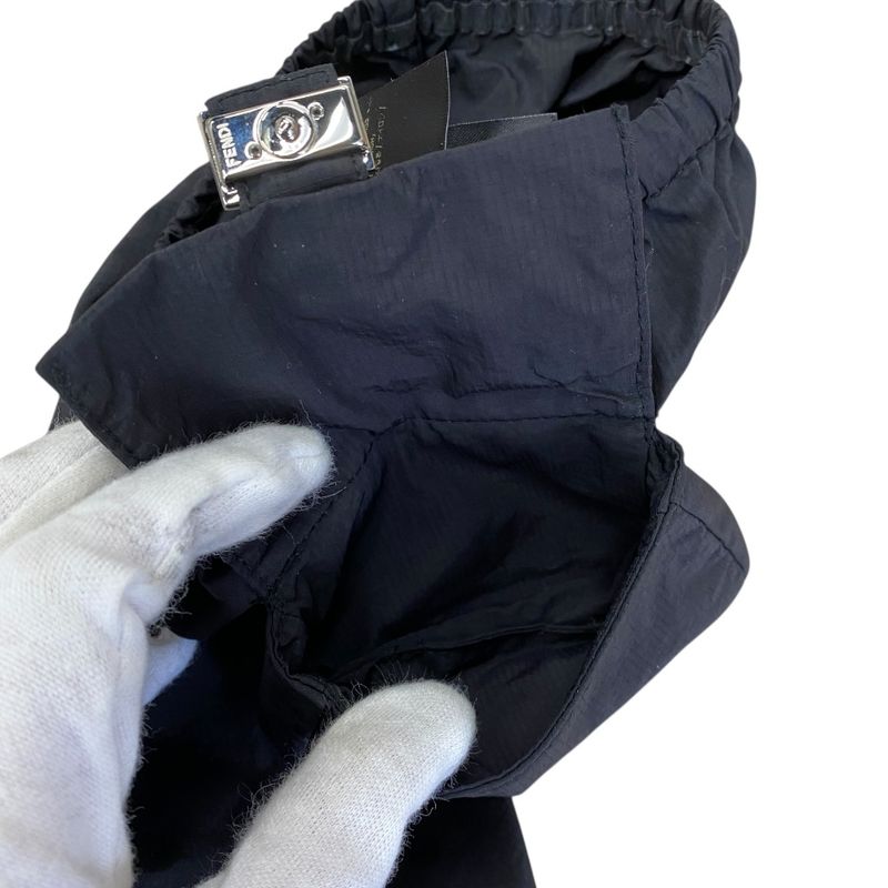 Fendi Leg Warmer Gaiter FF Logo Metal Logo Nylon Pocket Black Unisex Fendi