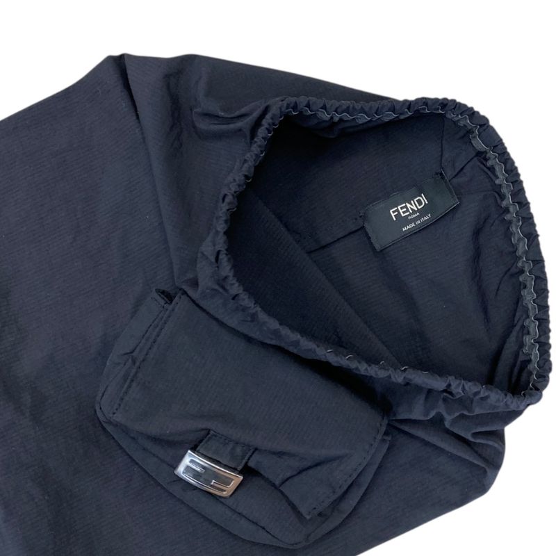 Fendi Leg Warmer Gaiter FF Logo Metal Logo Nylon Pocket Black Unisex Fendi