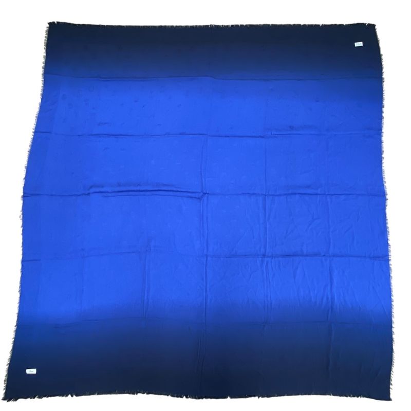 Dior Scarf Shawl Accessory Large All Over Pattern Gradient Silk Blue X Navy