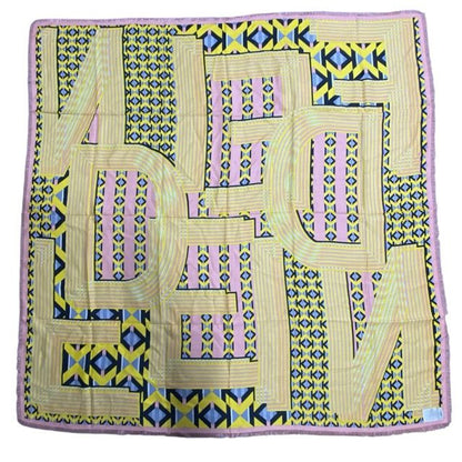 Fendi Scarf Shawl Accessory Large Allover Pattern Silk Wool Yellow X Pink
