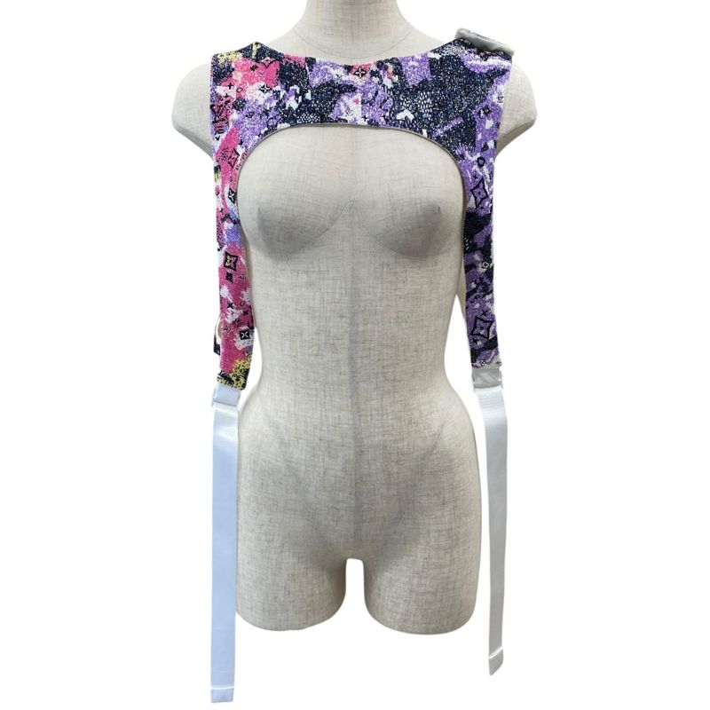 Unused Louis Vuitton Harness Vest Tops Beads Lvmonogram Zip Pocket Purple X