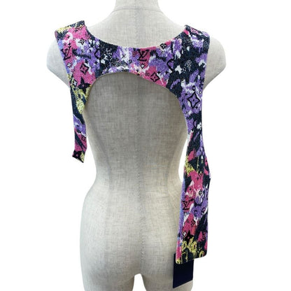 Unused Louis Vuitton Harness Vest Tops Beads Lvmonogram Zip Pocket Purple X