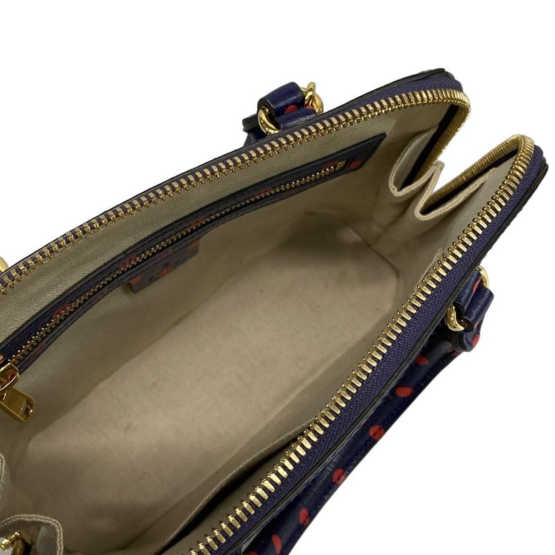 Gucci Handbag Horsebit 1955 Small Top Handle Bag 621220 Navy X Red Dot Pattern