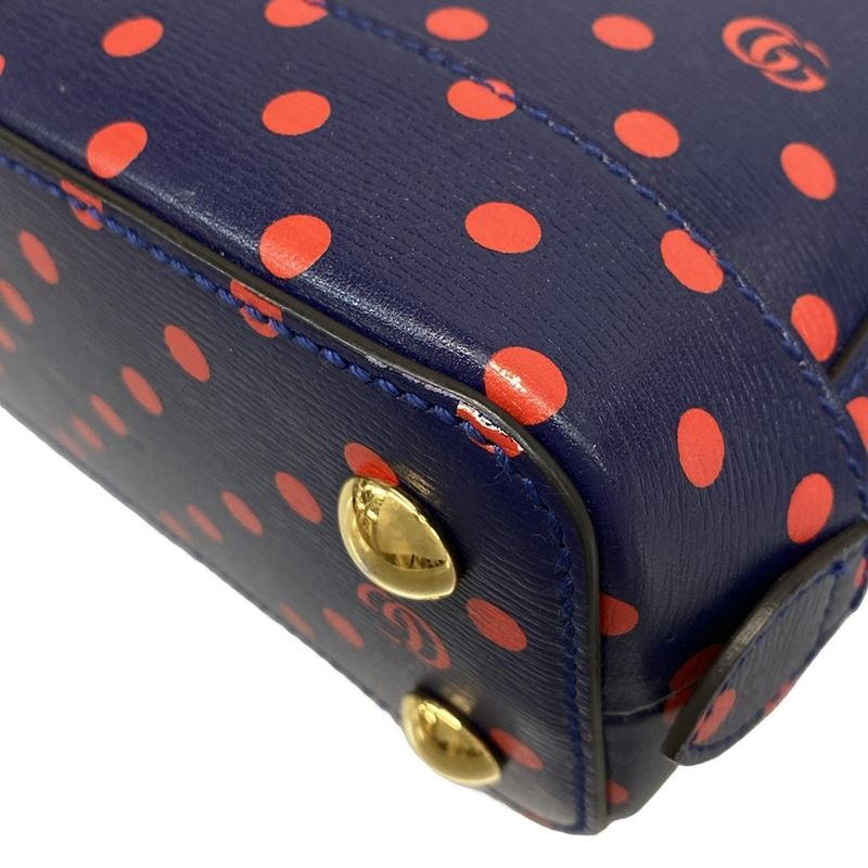 Gucci Handbag Horsebit 1955 Small Top Handle Bag 621220 Navy X Red Dot Pattern