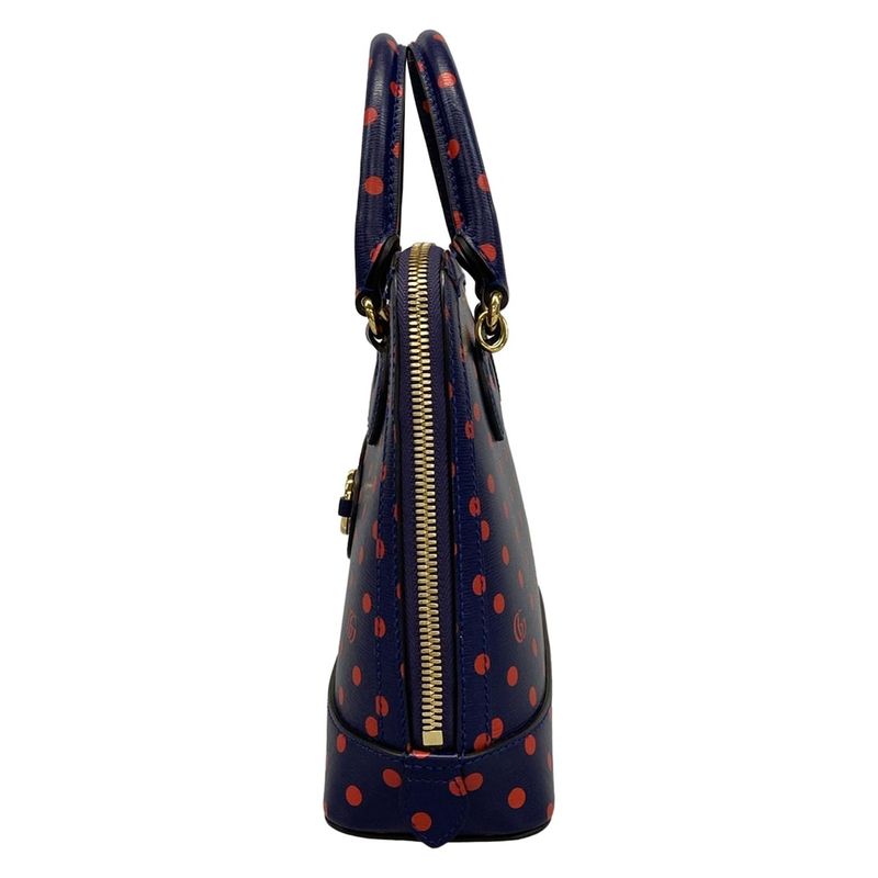 Gucci Handbag Horsebit 1955 Small Top Handle Bag 621220 Navy X Red Dot Pattern