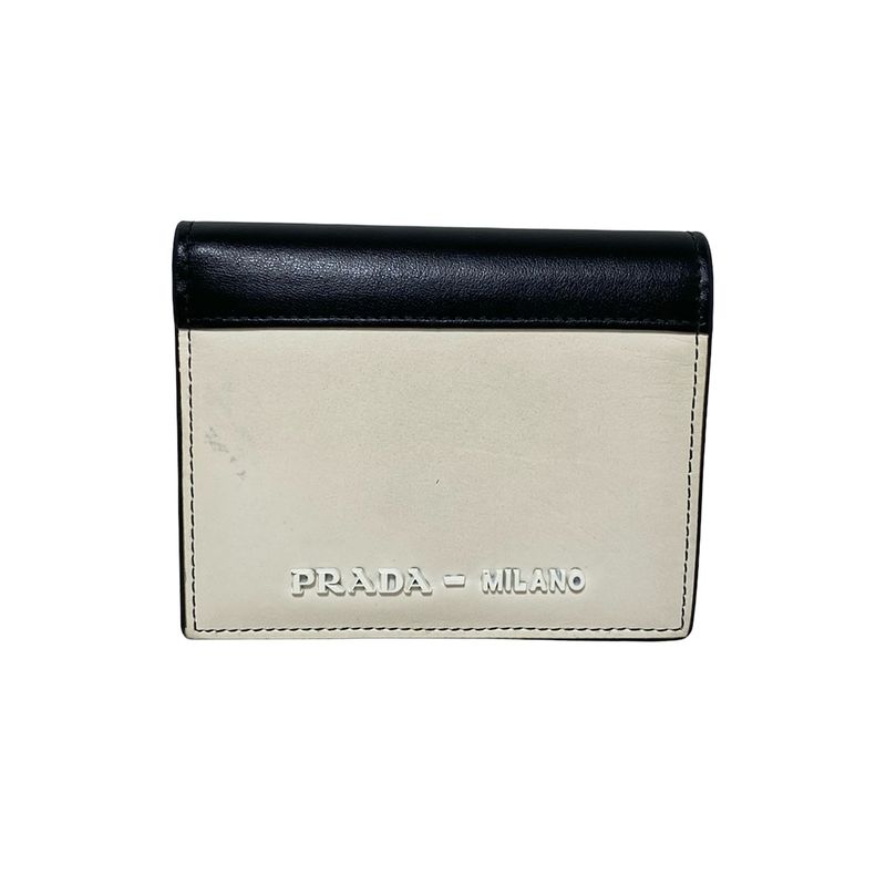 Prada Bifold Wallet - 1mv204 Ivory X Black Leather