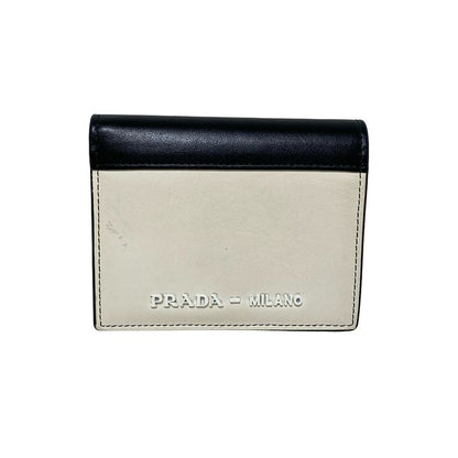 Prada Bifold Wallet - 1mv204 Ivory X Black Leather