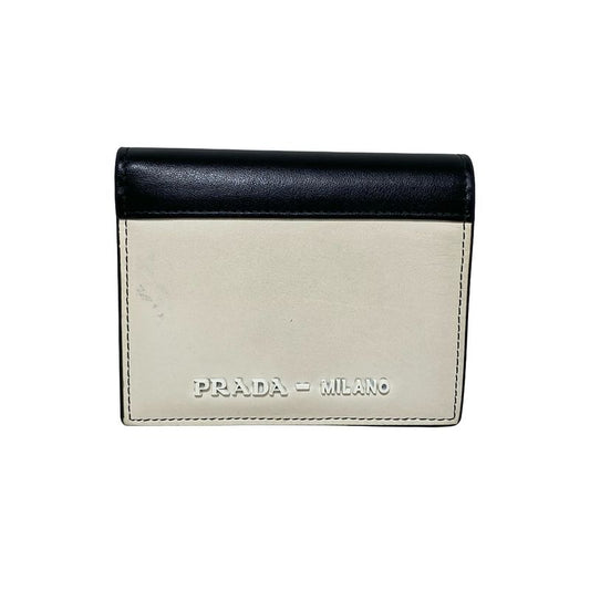 Prada Bifold Wallet - 1mv204 Ivory X Black Leather
