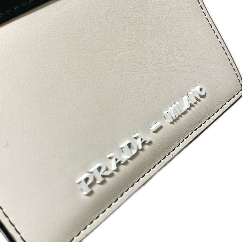 Prada Bifold Wallet - 1mv204 Ivory X Black Leather