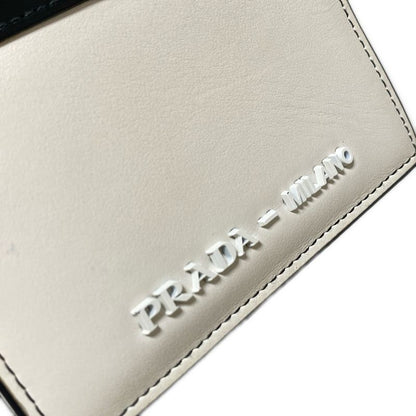 Prada Bifold Wallet - 1mv204 Ivory X Black Leather