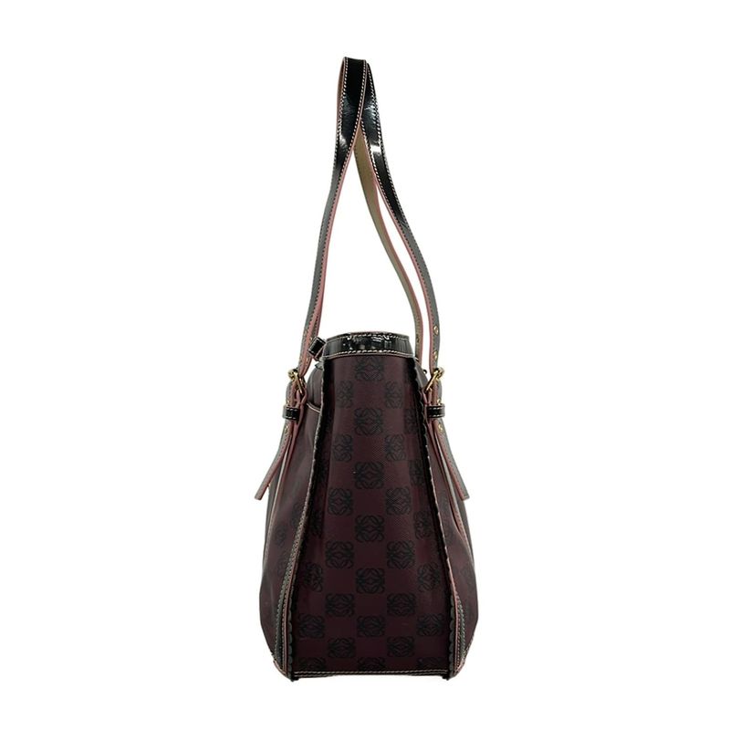 Loewe Tote Bag Anagram Pattern Bordeaux X Black X Multi Ribbon Leather