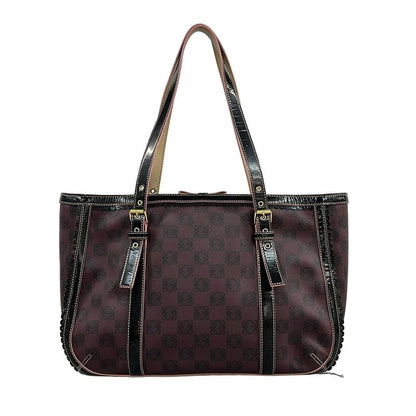 Loewe Tote Bag Anagram Pattern Bordeaux X Black X Multi Ribbon Leather