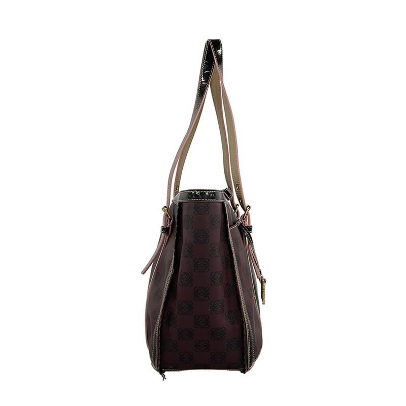 Loewe Tote Bag Anagram Pattern Bordeaux X Black X Multi Ribbon Leather
