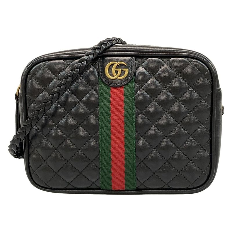 Gucci Shoulder Bag Ggmarmont Sherry 536441 Black X Green X Red Quilted Mini Bag