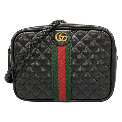 Gucci Shoulder Bag Ggmarmont Sherry 536441 Black X Green X Red Quilted Mini Bag