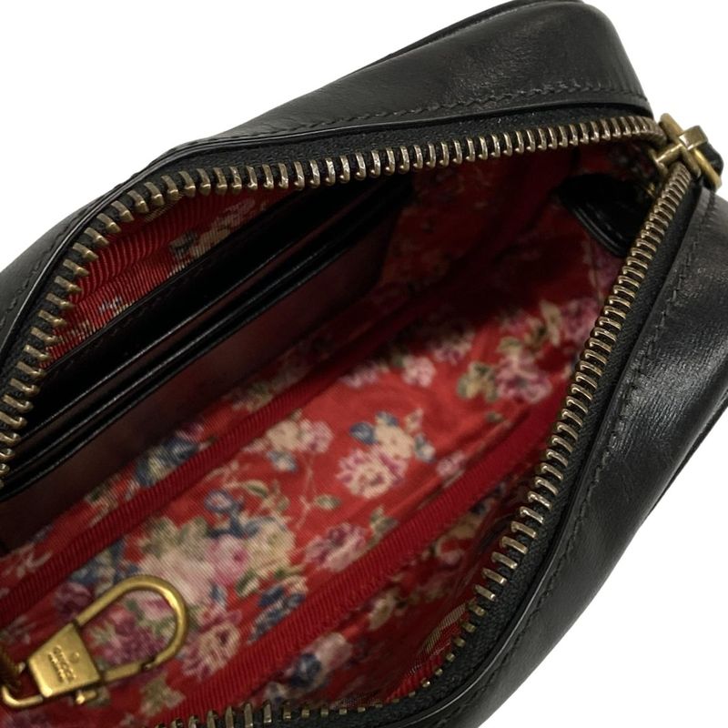 Gucci Shoulder Bag Ggmarmont Sherry 536441 Black X Green X Red Quilted Mini Bag