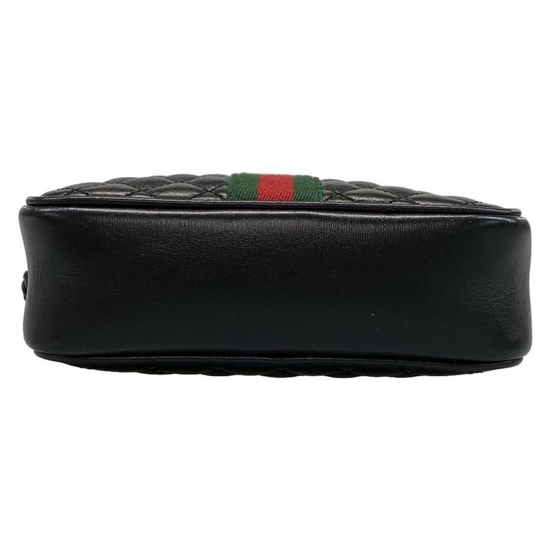 Gucci Shoulder Bag Ggmarmont Sherry 536441 Black X Green X Red Quilted Mini Bag