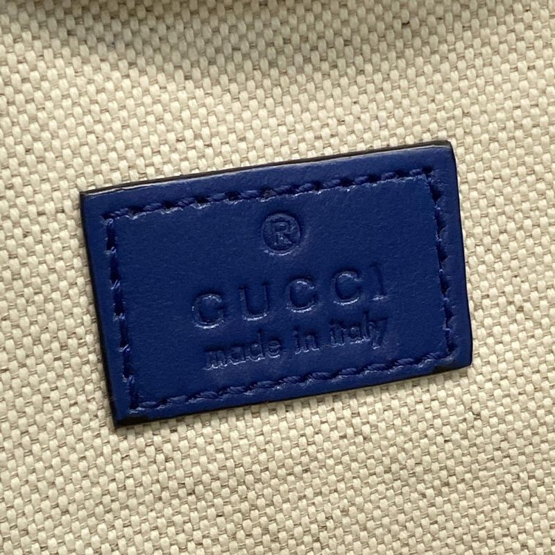 Gucci Waist Pouch GG Embossed Belt Bag 645093 Blue Punching Leather