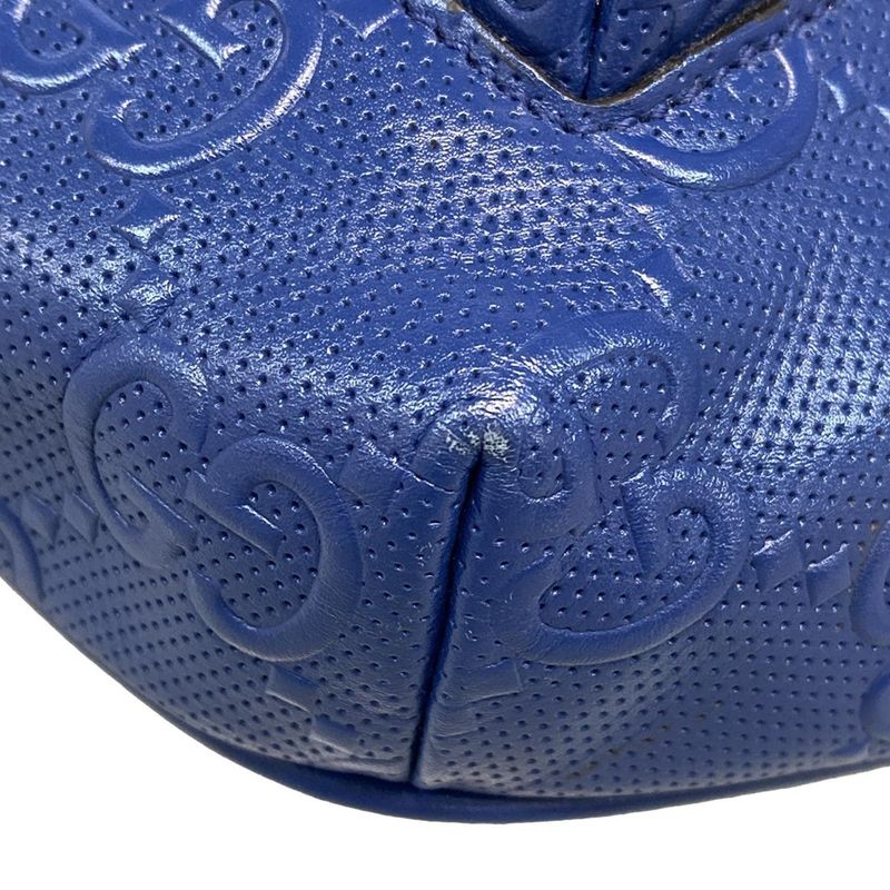 Gucci Waist Pouch GG Embossed Belt Bag 645093 Blue Punching Leather