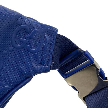 Gucci Waist Pouch GG Embossed Belt Bag 645093 Blue Punching Leather