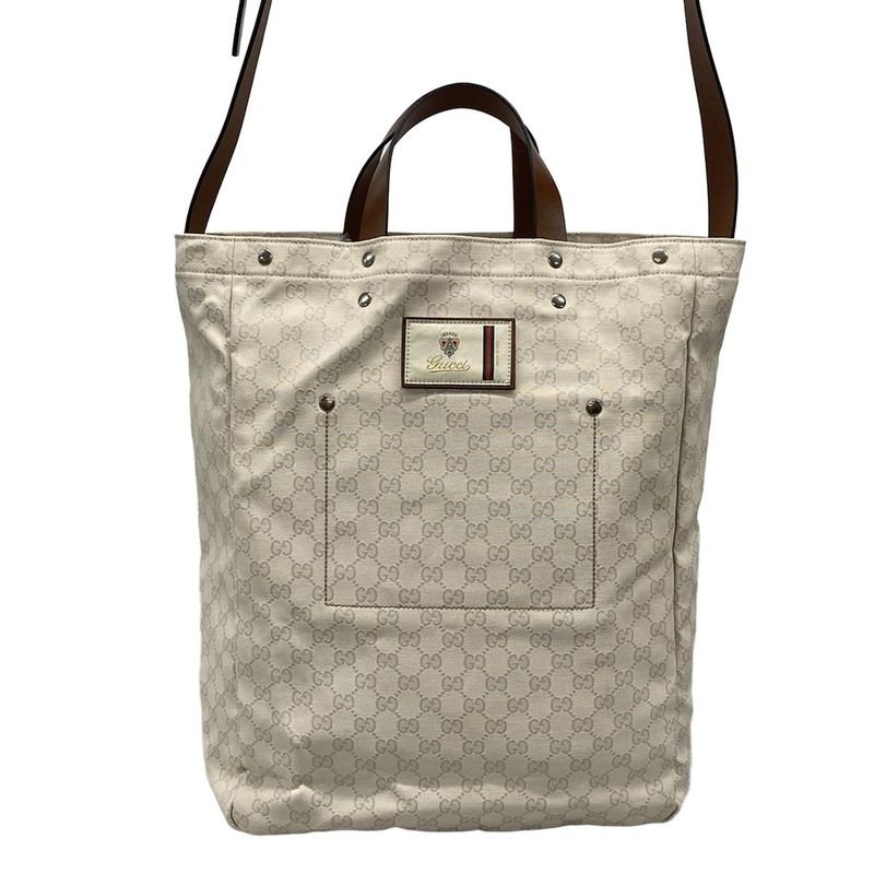 Gucci Shoulder Bag GG Pattern 223644 Ivory X Dark Brown 2way Leather