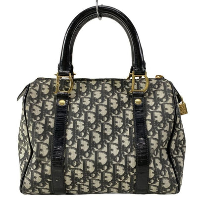 Dior Christian Dior Handbag Trotter Black X Ivory Mini Boston Leather