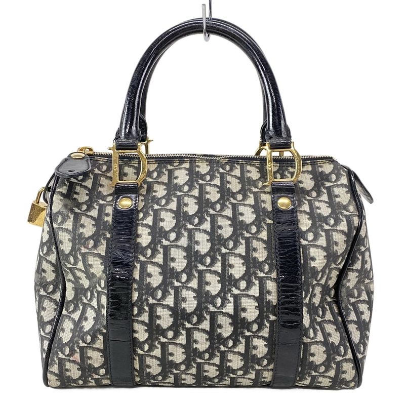 Dior Christian Dior Handbag Trotter Black X Ivory Mini Boston Leather