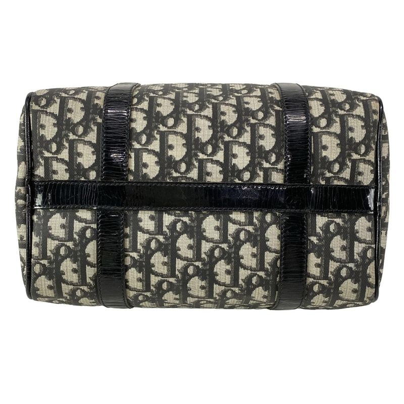 Dior Christian Dior Handbag Trotter Black X Ivory Mini Boston Leather