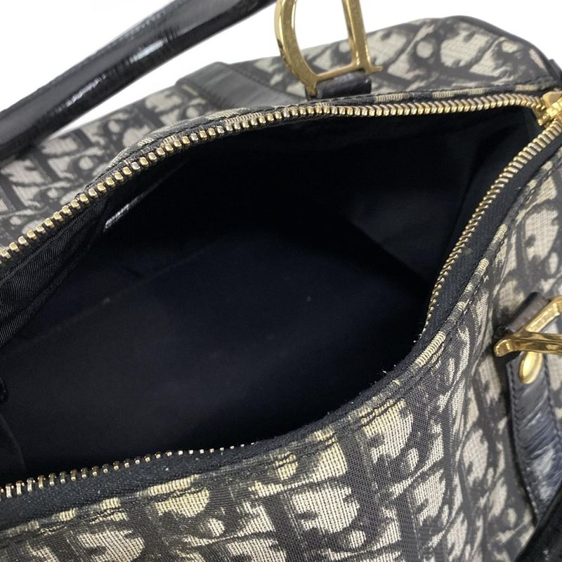 Dior Christian Dior Handbag Trotter Black X Ivory Mini Boston Leather